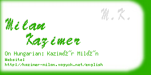 milan kazimer business card